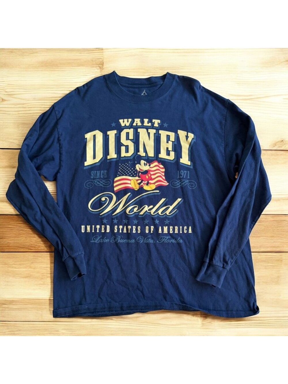 WALT DISNEY WORLD Vintage USA Blue Long Sleeve T Shirt Size XL